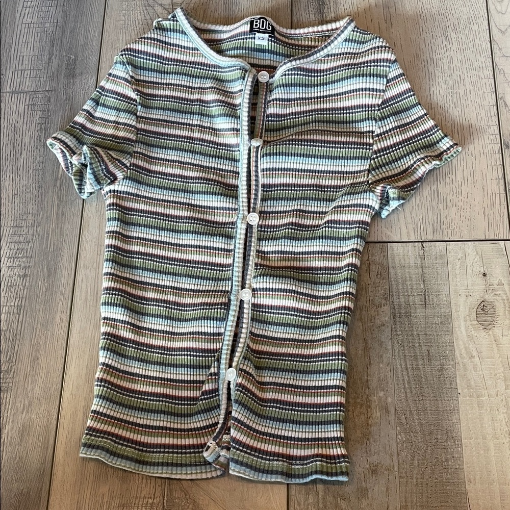 BDG Multicolor Striped Ribbed Top
